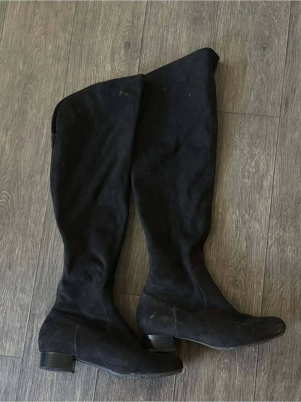 Black Over-the-Knee Women's Boot - Classic Suede Look